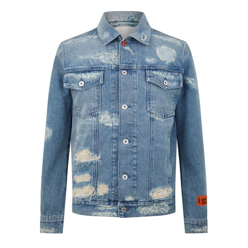 Heron Preston Super Distressed Denim Jacket - Blue